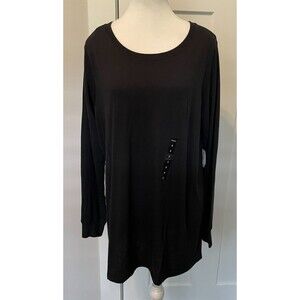 TORRID Womens Knit TOP Long Sleeve BLACK Jersey Tee Size 2 (2X 18/20)  NWT